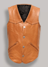 Tan Brown Lightweight Lambskin Genuine Leather Vest - MNCLeather